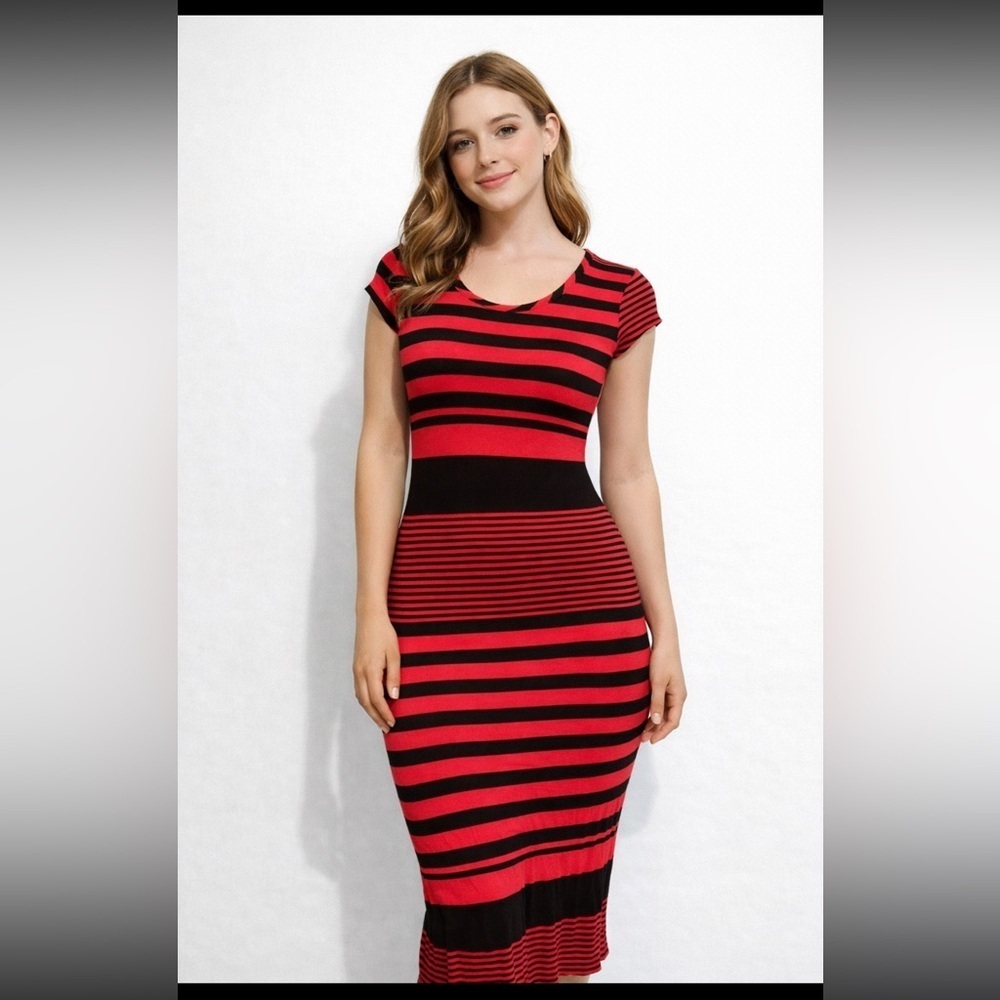 #213 Red and Black stripped dress